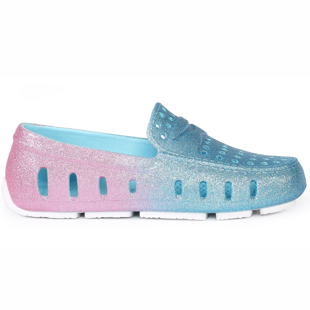 Girls Size J4 Glitter Floafers - Pink and Blue